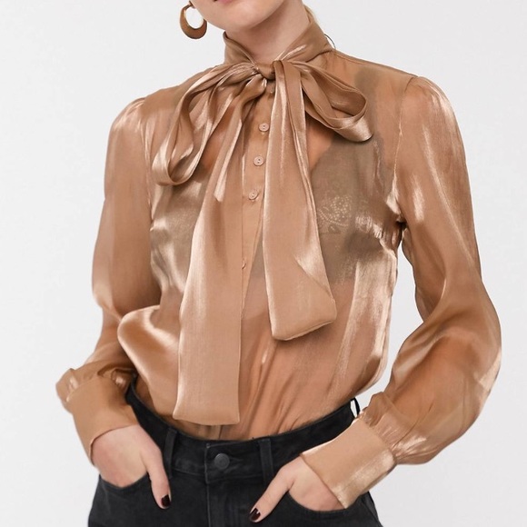 ASOS Tops - ɴᴡᴛ ᴀsᴏs ɢʟᴀᴍᴏʀᴏᴜs sʜᴇᴇʀ ᴏʀɢᴀɴᴢᴀ ᴘᴜssʏʙᴏᴡ ʙʟᴏᴜsᴇ